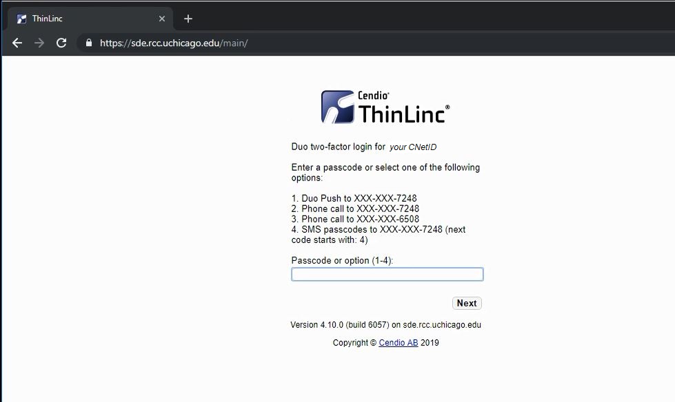 Screenshot showing ThinLinc 2FA